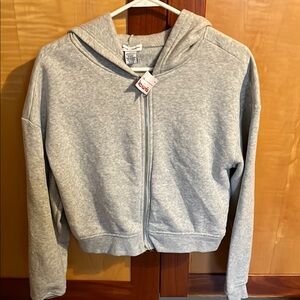 Juniors Grey zip up short sweatshirt
